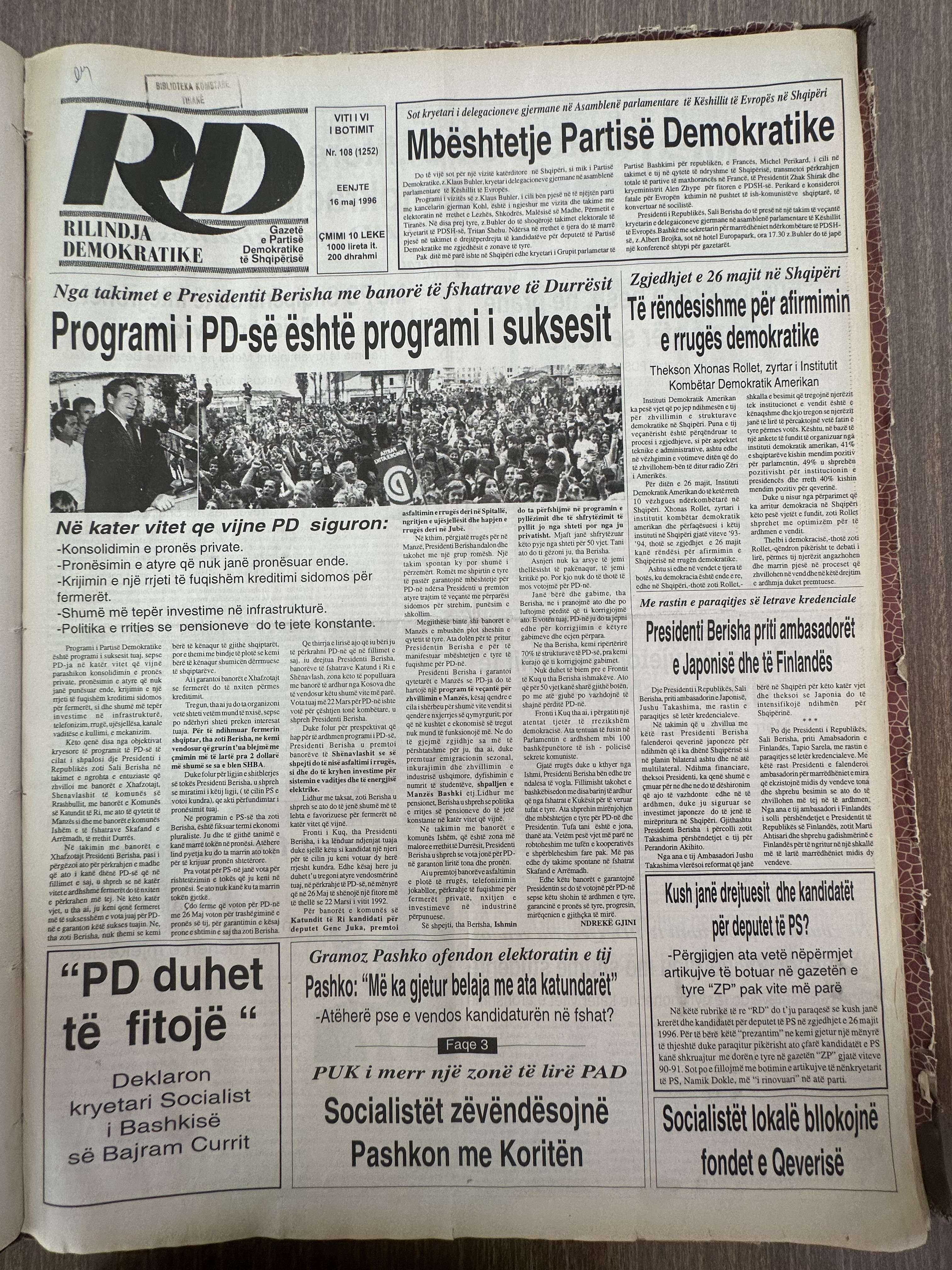 Rilindja Demokratike 1996-05-16